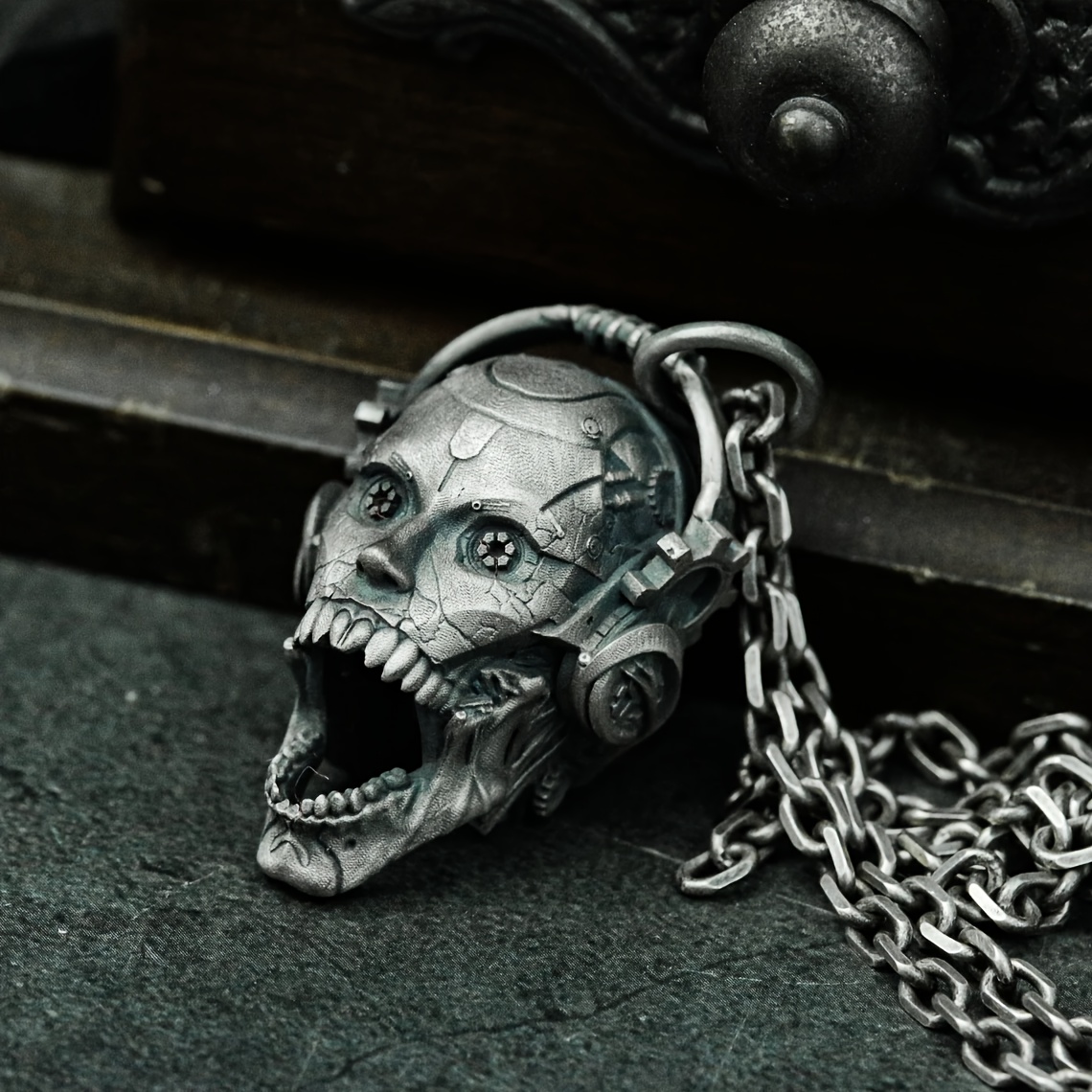 Hip-Hop Rock Skull Headphone Music Pendant Necklace